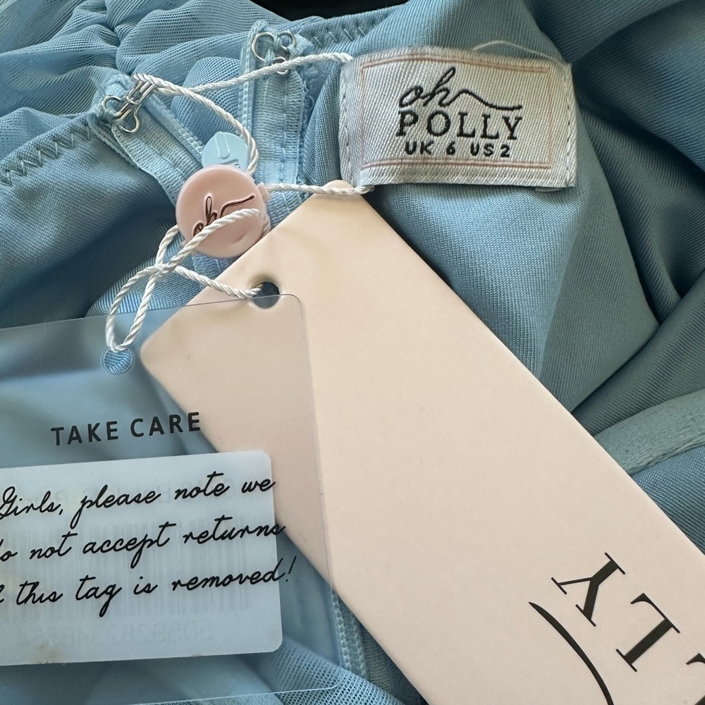 NWT Oh Polly St. Germain Embellished Long Sleeve Mini Dress in Blue - Picture 8 of 11
